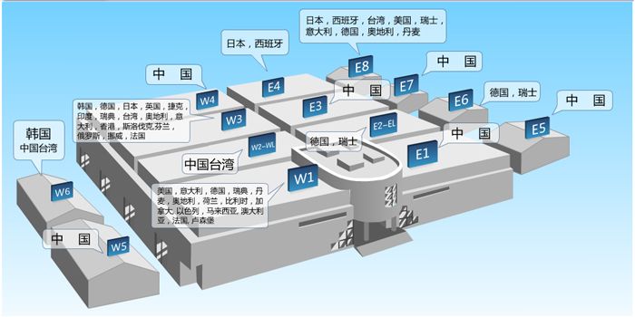 CIMT2013展馆布局及展团分布