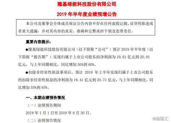 光伏行业景气度提升 隆基股份上半年预计盈利近20亿元